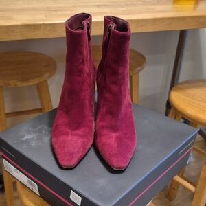 Vince Camuto Fired Brick High Suede Pointy Boot Heels